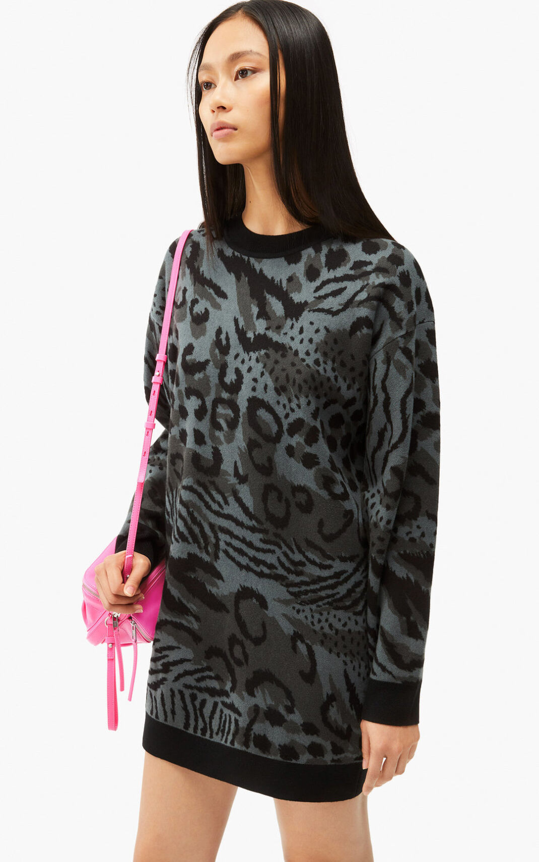 Robe Kenzo Femme Archive Leopard merino wool sweater Grise VJDTS-0492